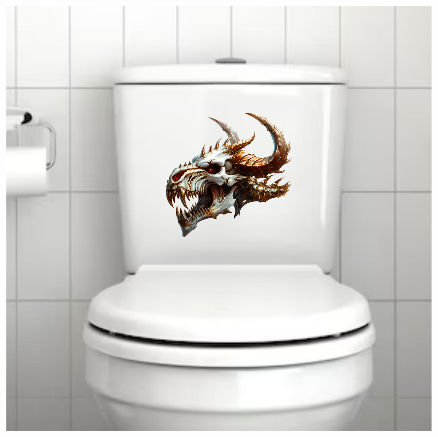 Skull Dragon Orange Vinyl Sticker Decal
