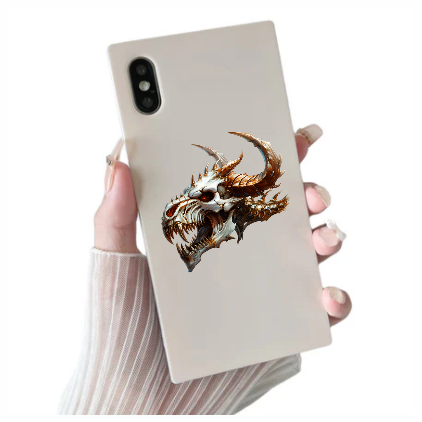 Skull Dragon Orange Vinyl Sticker Decal