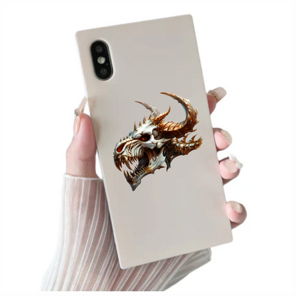 Skull Dragon Orange Vinyl Sticker Decal