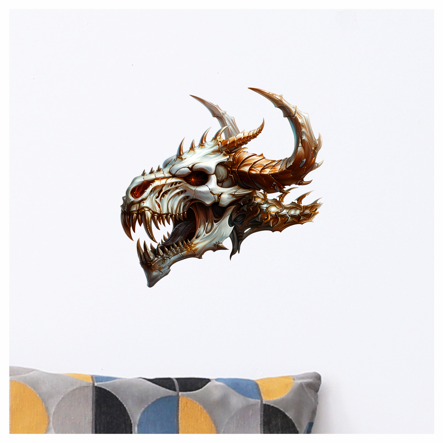 Skull Dragon Orange Vinyl Sticker Decal