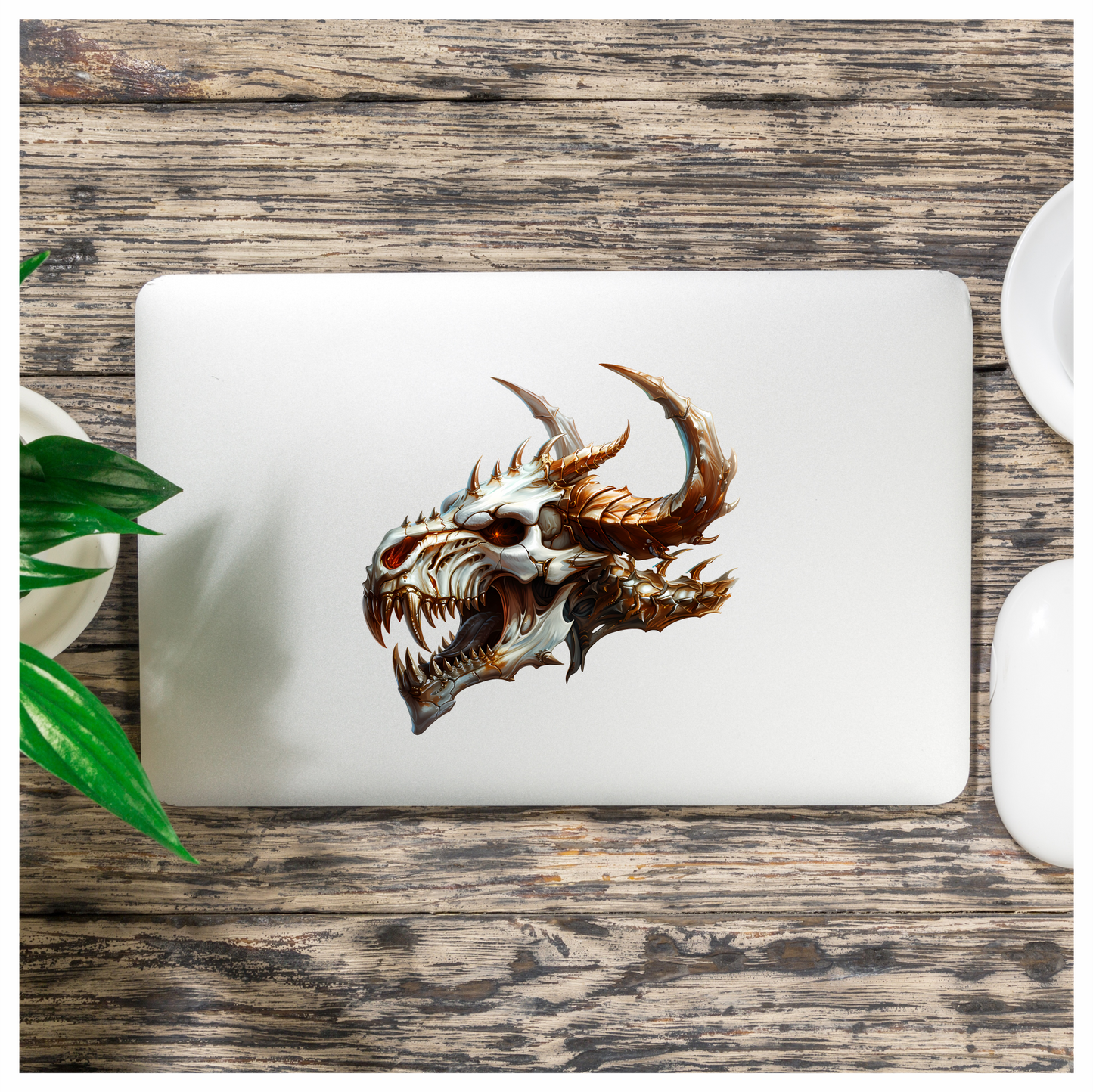 Skull Dragon Orange Vinyl Sticker Decal