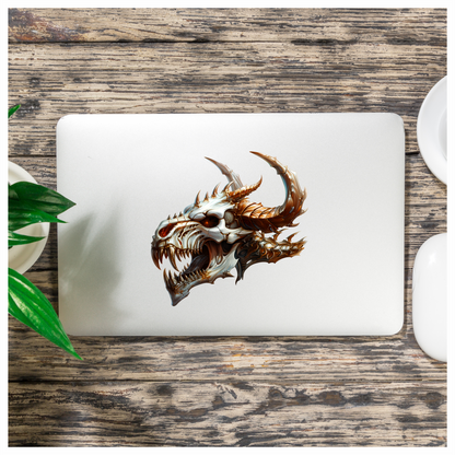 Skull Dragon Orange Vinyl Sticker Decal
