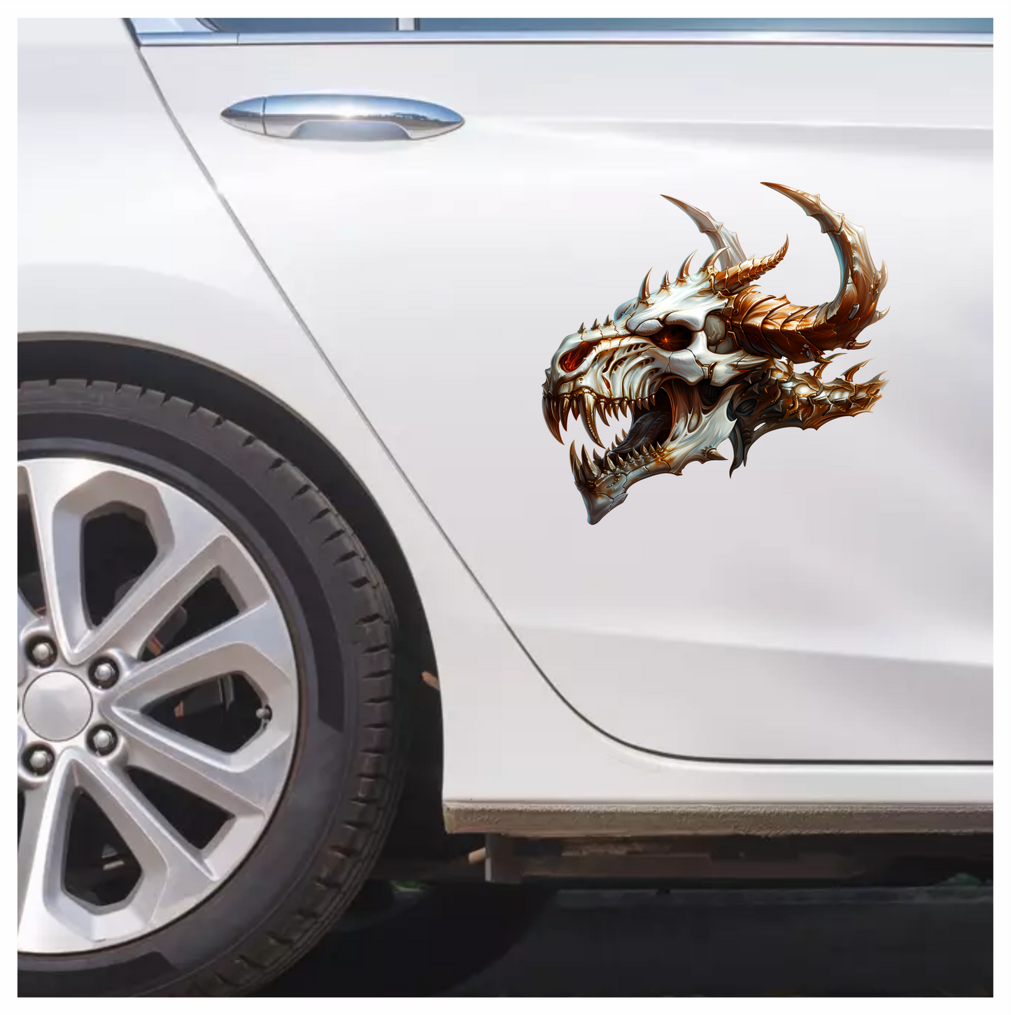 Skull Dragon Orange Vinyl Sticker Decal
