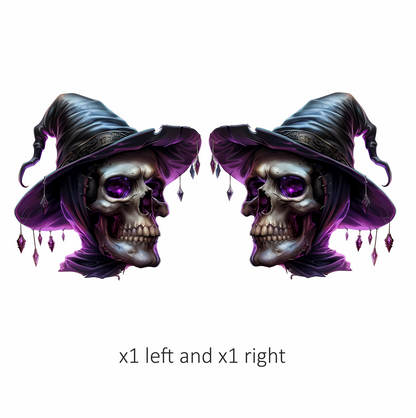 Skull Witch Hat Purple Crystals Spooky Vinyl Sticker Decal