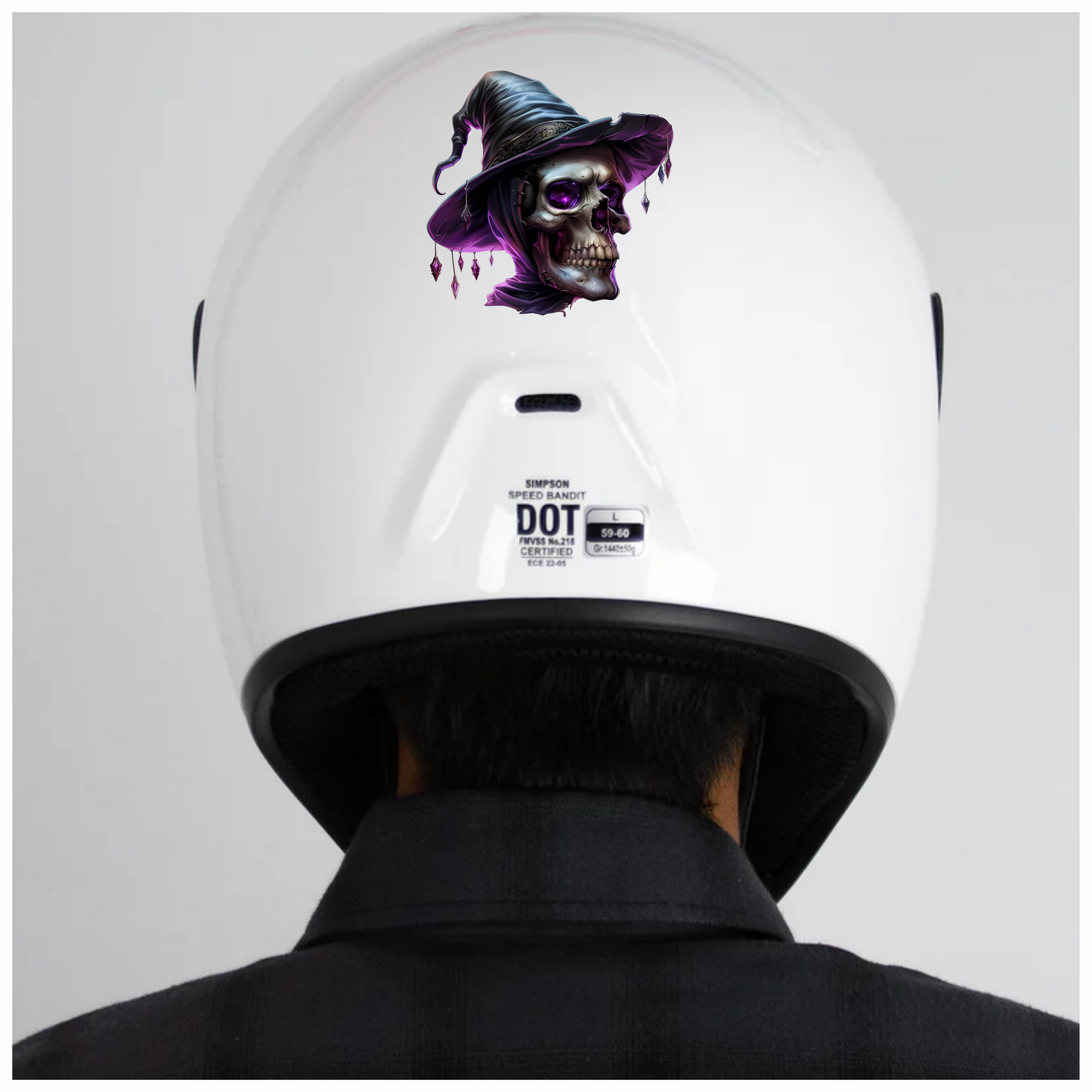 Skull Witch Hat Purple Crystals Spooky Vinyl Sticker Decal