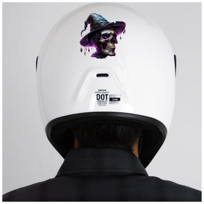 Skull Witch Hat Purple Crystals Spooky Vinyl Sticker Decal