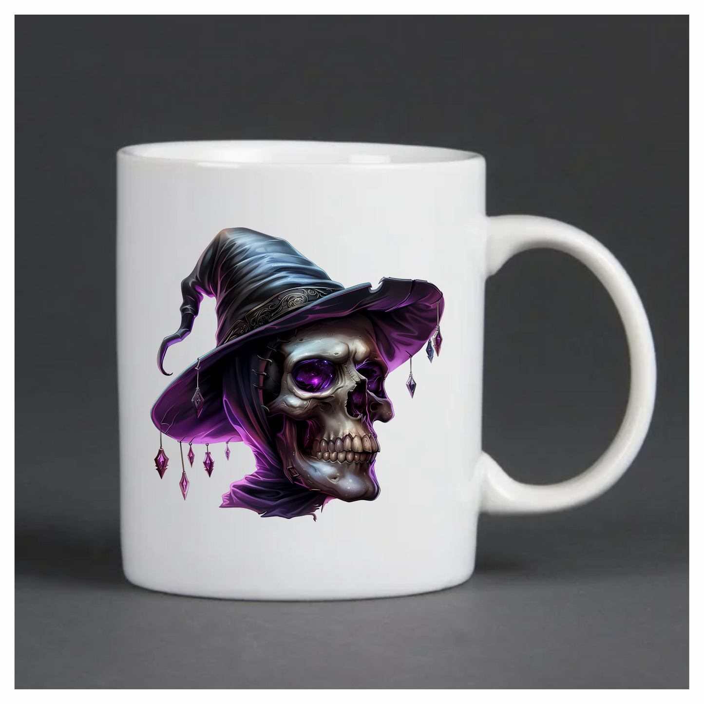 Skull Witch Hat Purple Crystals Spooky Vinyl Sticker Decal