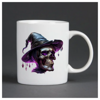 Skull Witch Hat Purple Crystals Spooky Vinyl Sticker Decal