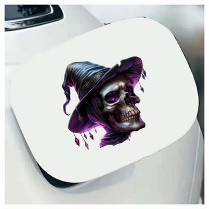 Skull Witch Hat Purple Crystals Spooky Vinyl Sticker Decal
