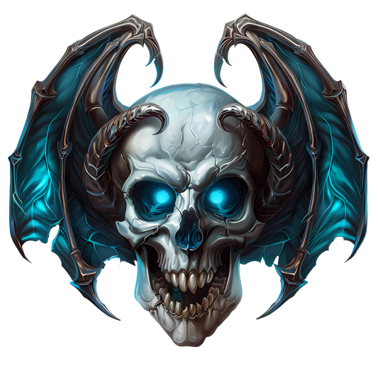 Skull Blue Wings Demon Devil Vinyl Sticker Decal