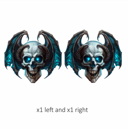 Skull Blue Wings Demon Devil Vinyl Sticker Decal
