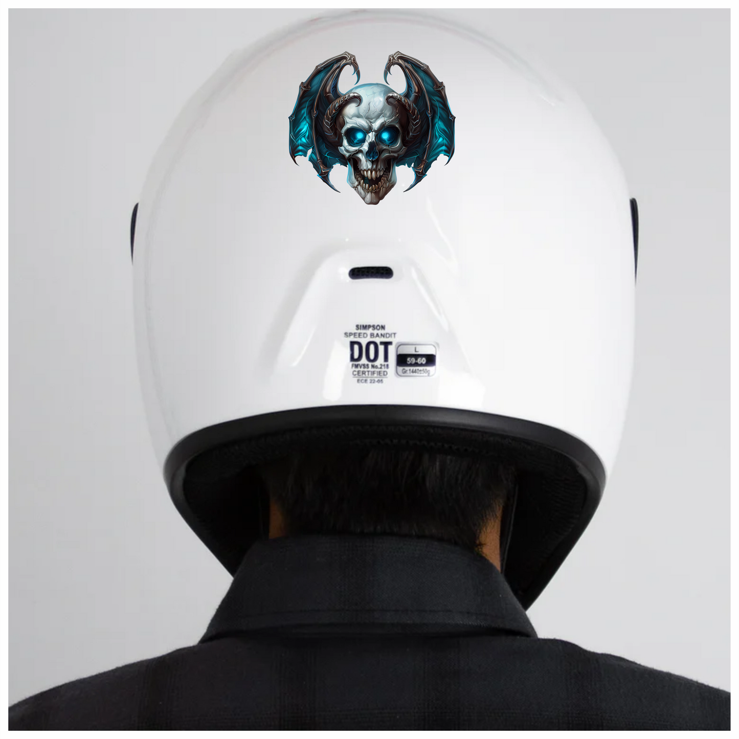 Skull Blue Wings Demon Devil Vinyl Sticker Decal