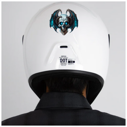 Skull Blue Wings Demon Devil Vinyl Sticker Decal