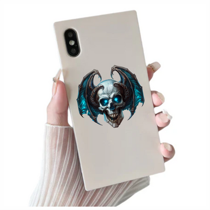 Skull Blue Wings Demon Devil Vinyl Sticker Decal