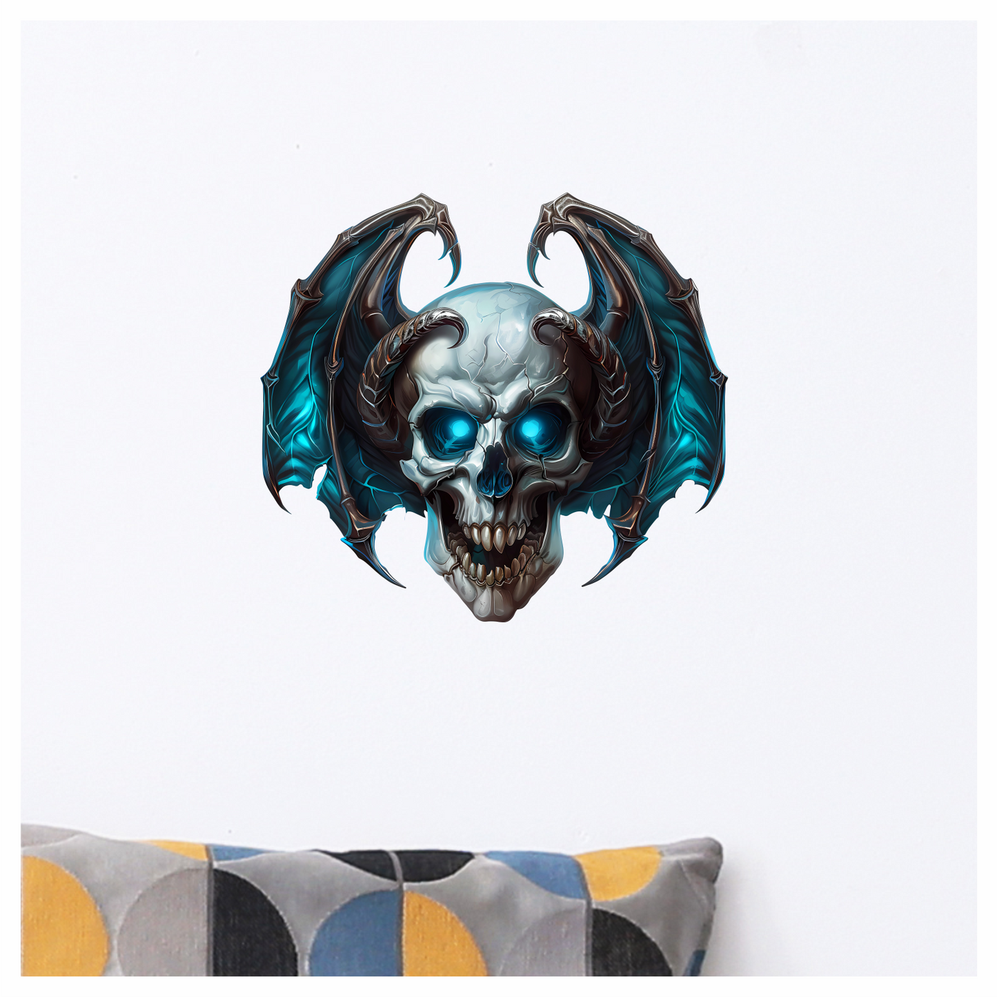 Skull Blue Wings Demon Devil Vinyl Sticker Decal