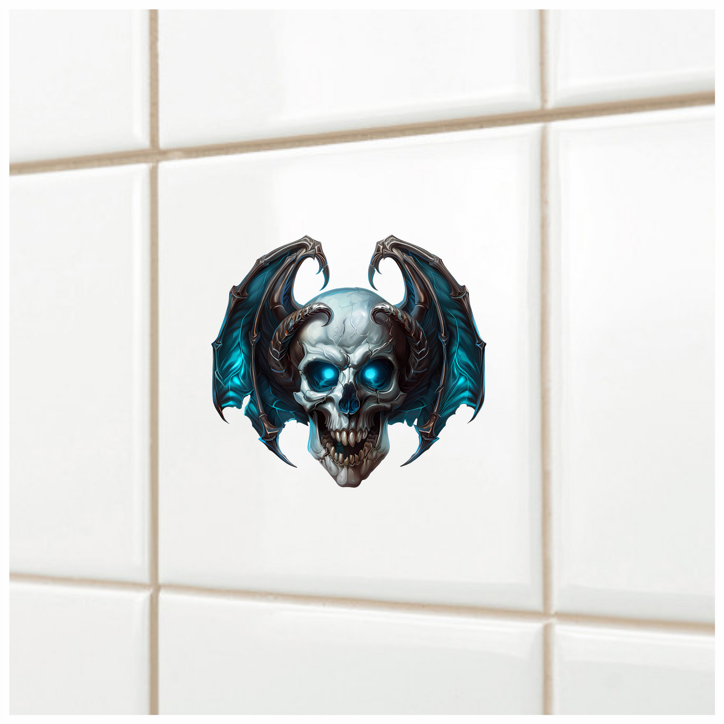 Skull Blue Wings Demon Devil Vinyl Sticker Decal