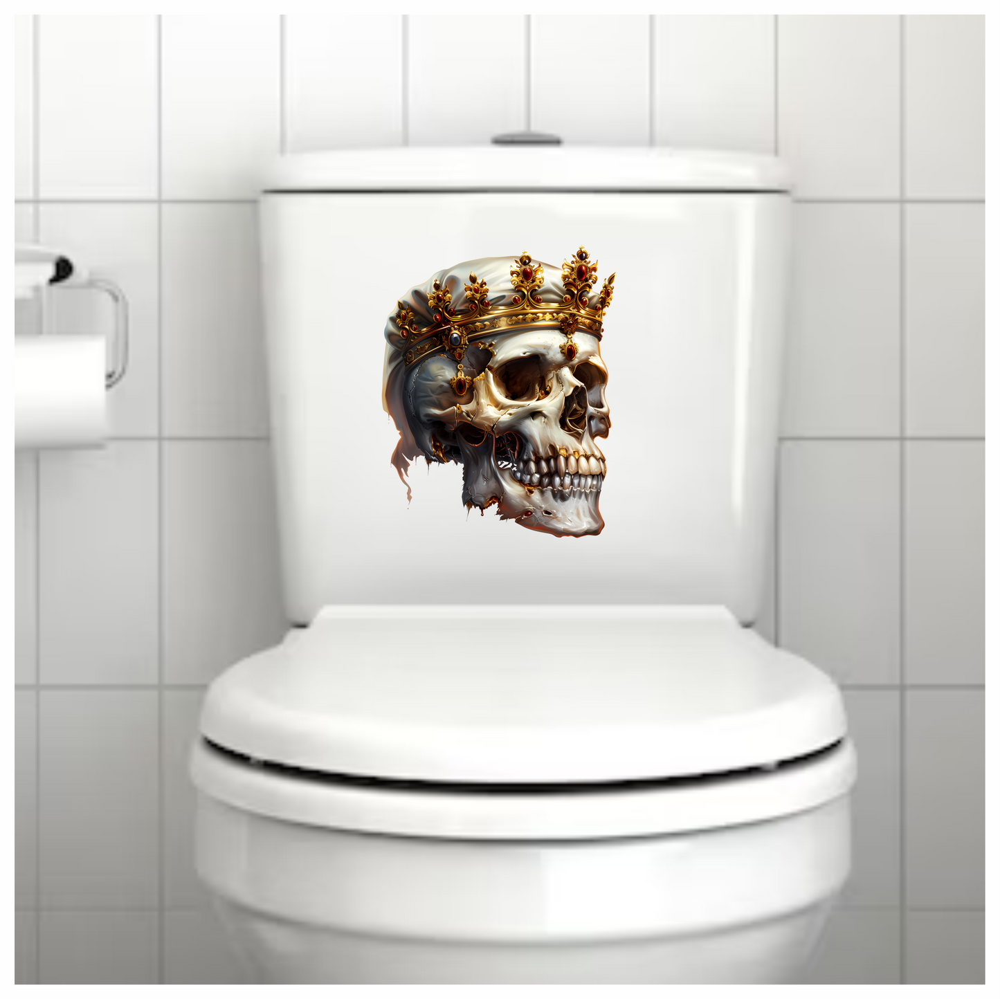 Skull Crown Gold White Teeth Vinyl Sticker Decal