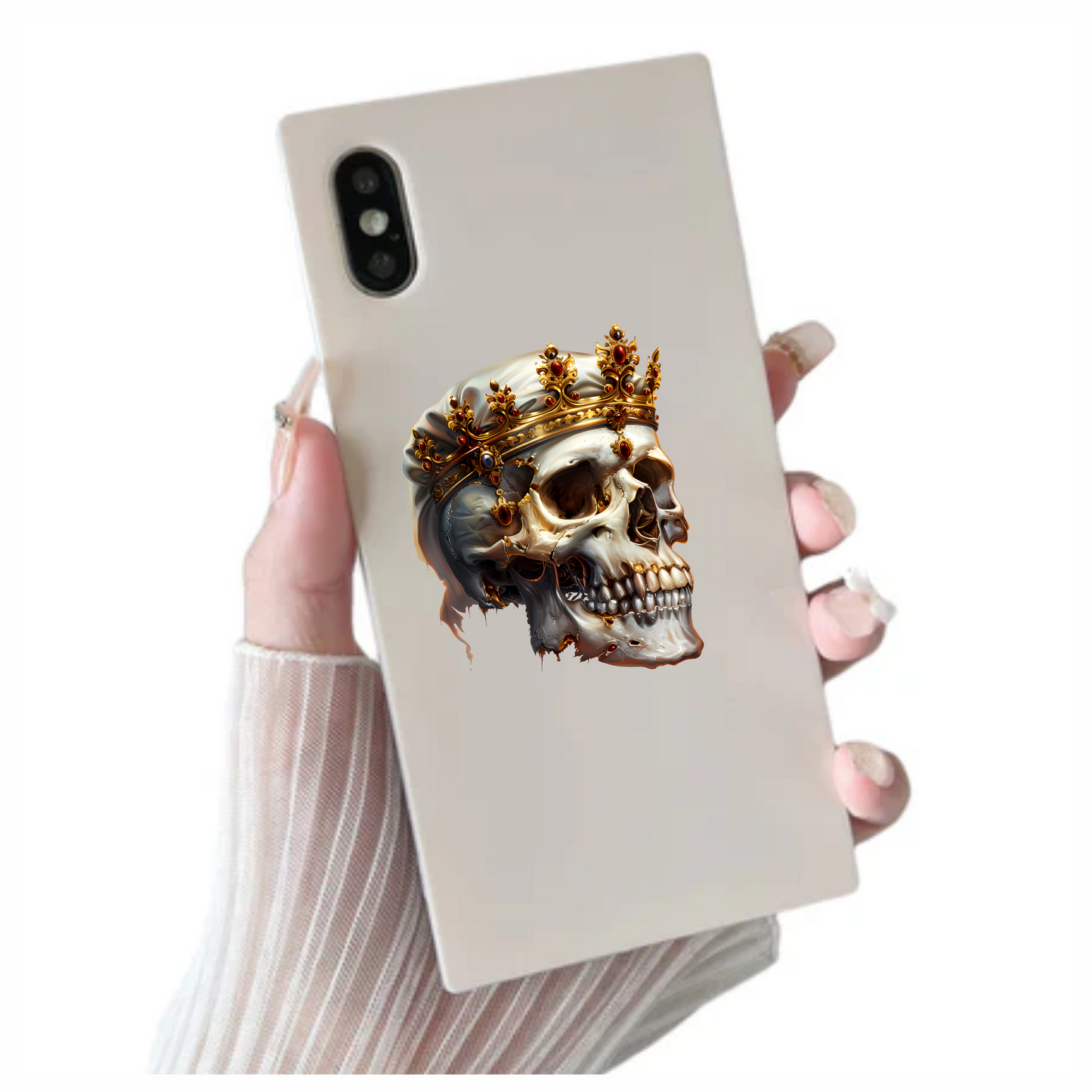 Skull Crown Gold White Teeth Vinyl Sticker Decal