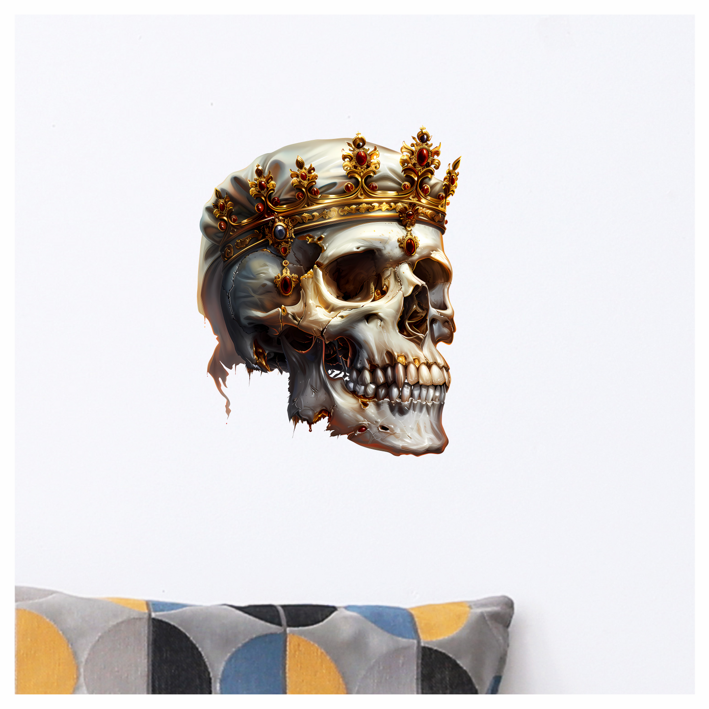 Skull Crown Gold White Teeth Vinyl Sticker Decal