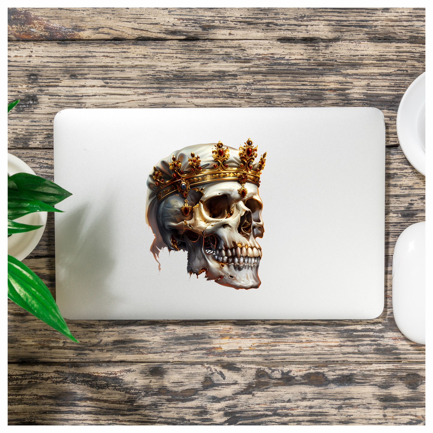 Skull Crown Gold White Teeth Vinyl Sticker Decal
