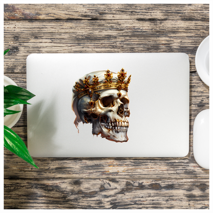 Skull Crown Gold White Teeth Vinyl Sticker Decal