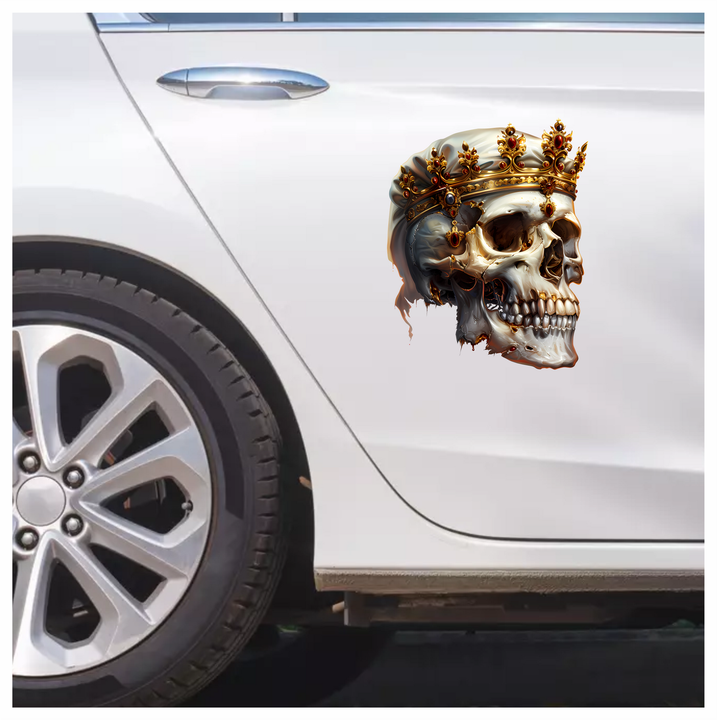 Skull Crown Gold White Teeth Vinyl Sticker Decal