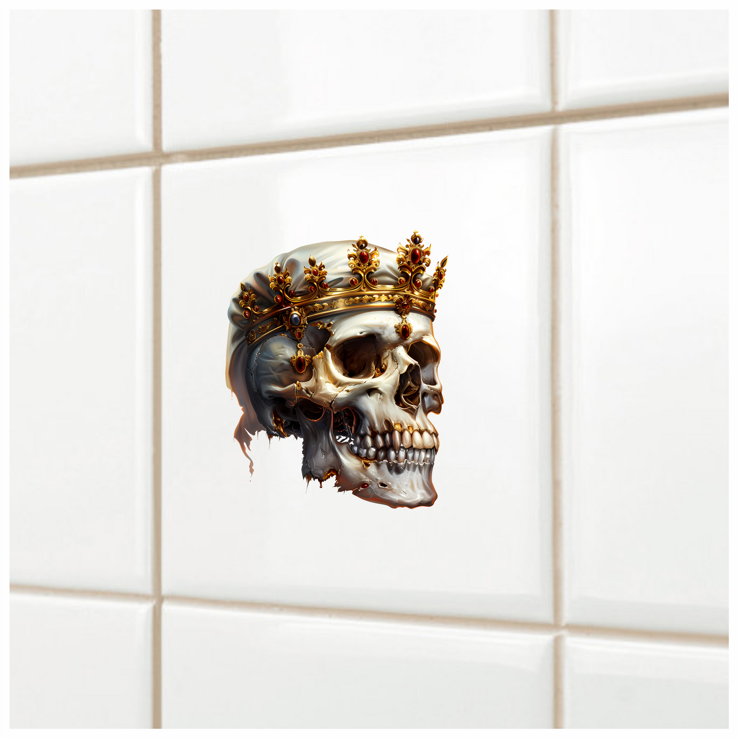 Skull Crown Gold White Teeth Vinyl Sticker Decal