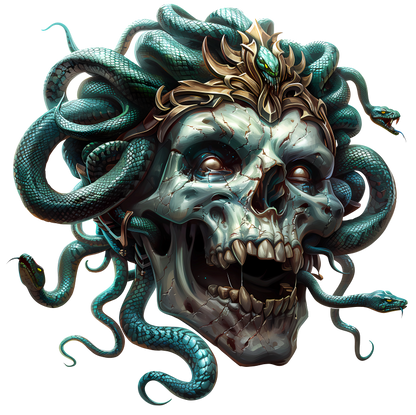 Skull Green Snake Crown Cracked Eyes Vinyl Sticker Decal