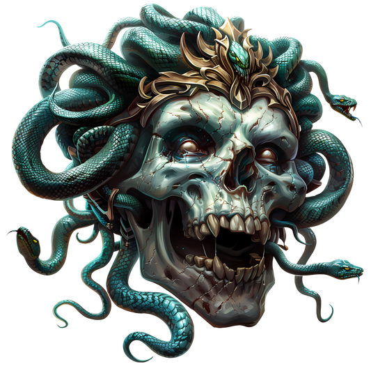 Skull Green Snake Crown Cracked Eyes Vinyl Sticker Decal