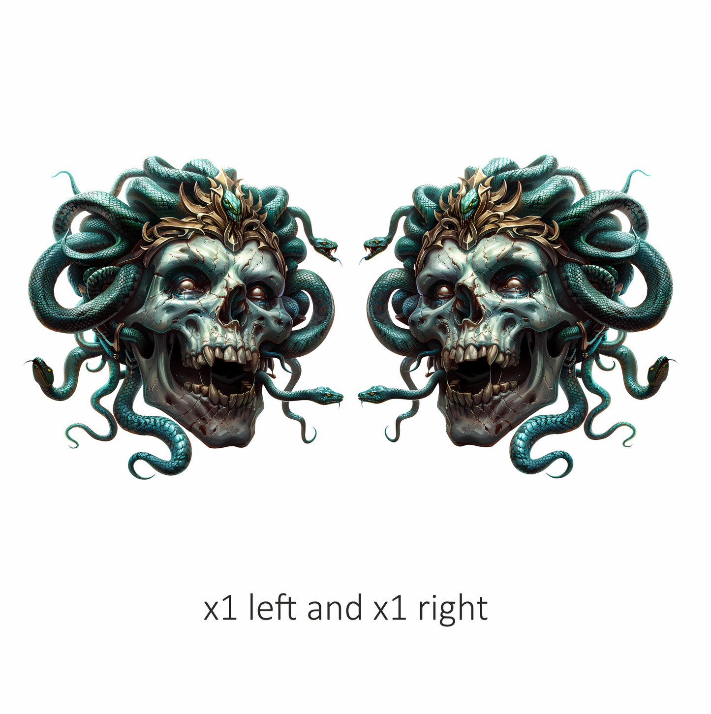 Skull Green Snake Crown Cracked Eyes Vinyl Sticker Decal