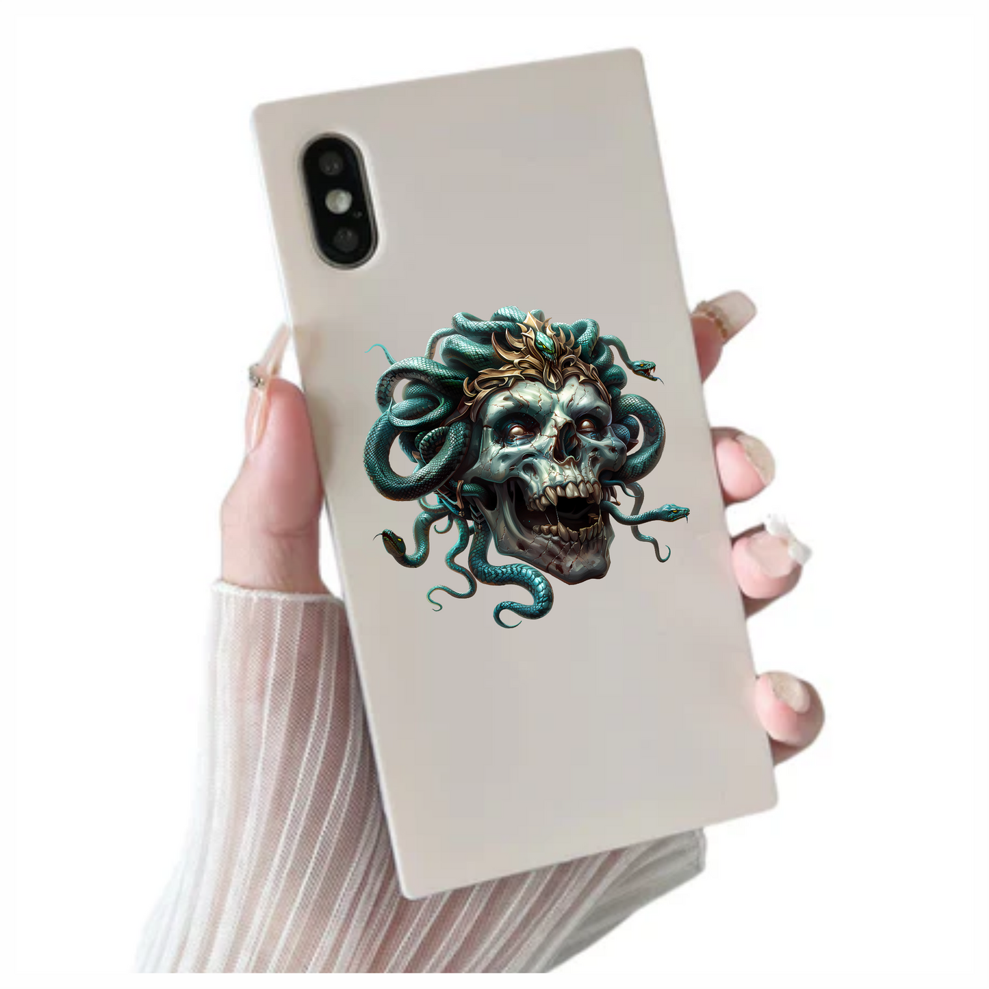 Skull Green Snake Crown Cracked Eyes Vinyl Sticker Decal