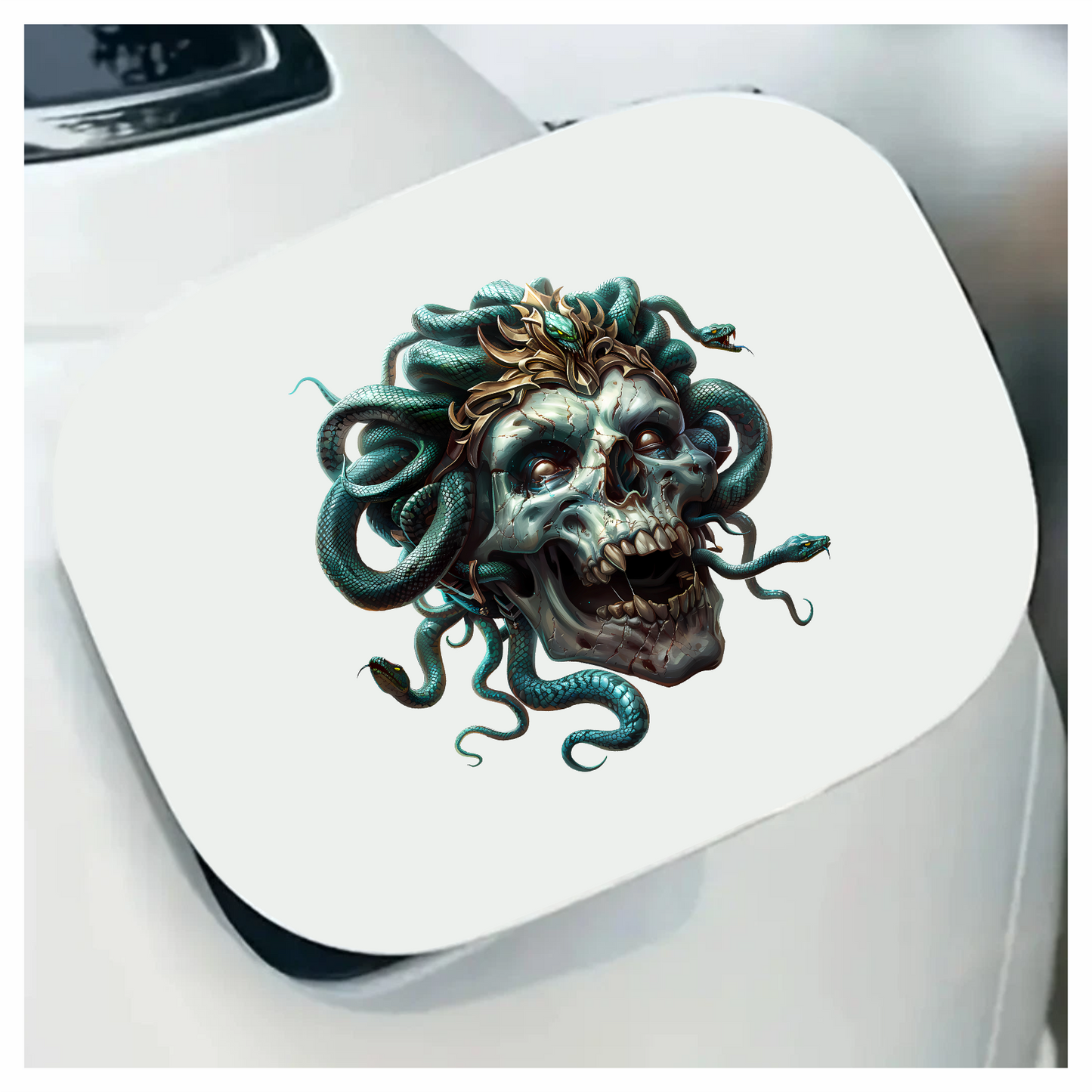 Skull Green Snake Crown Cracked Eyes Vinyl Sticker Decal