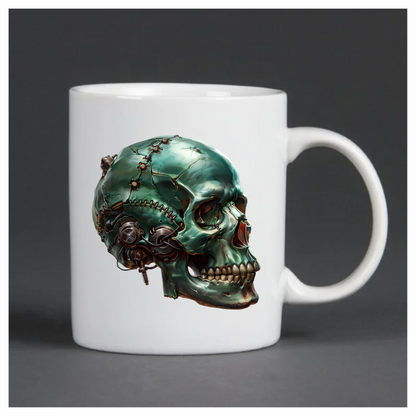 Green Skull Robot Gears Teeth Vinyl Sticker Decal