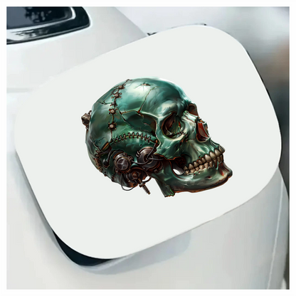 Green Skull Robot Gears Teeth Vinyl Sticker Decal