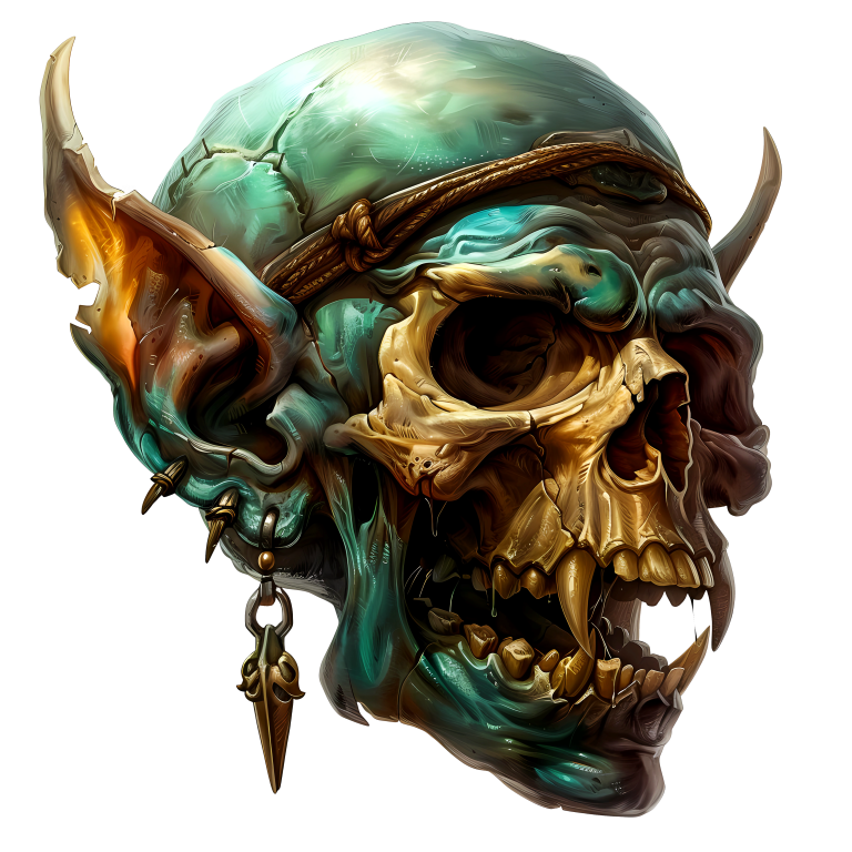 Green Skull Demon Horns Teeth Vinyl Sticker Decal