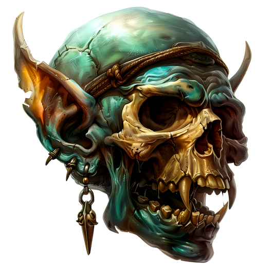 Green Skull Demon Horns Teeth Vinyl Sticker Decal