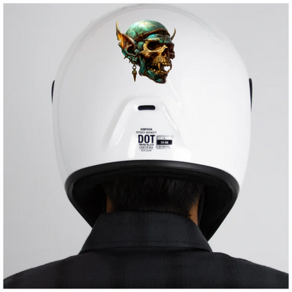 Green Skull Demon Horns Teeth Vinyl Sticker Decal