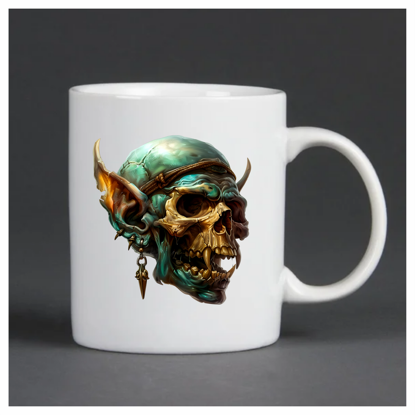 Green Skull Demon Horns Teeth Vinyl Sticker Decal