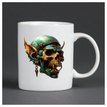 Green Skull Demon Horns Teeth Vinyl Sticker Decal