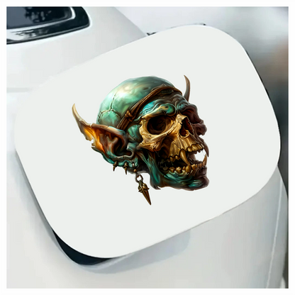 Green Skull Demon Horns Teeth Vinyl Sticker Decal