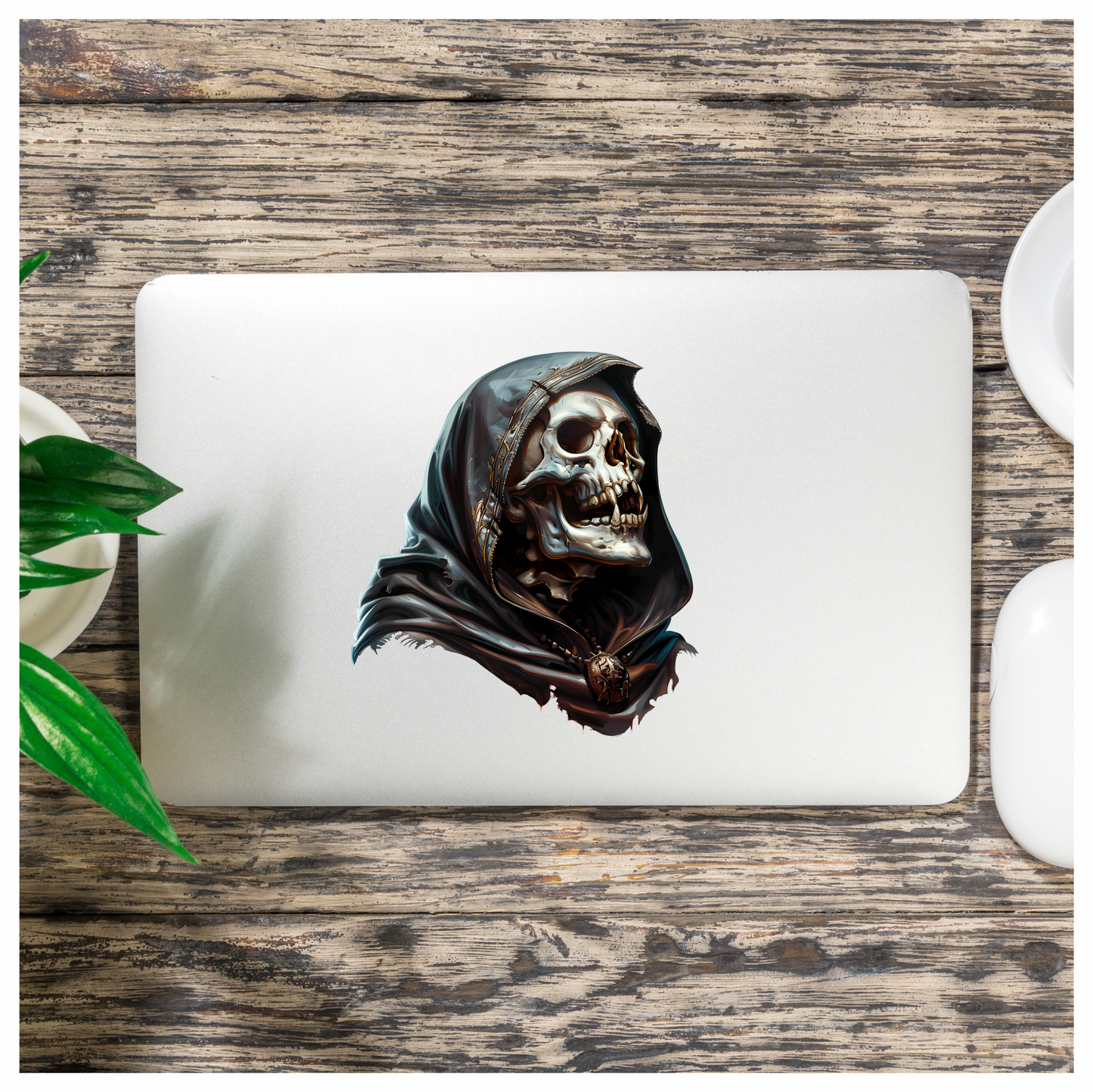 Skull Dark Cloak Bone Necklace Human Vinyl Sticker Decal