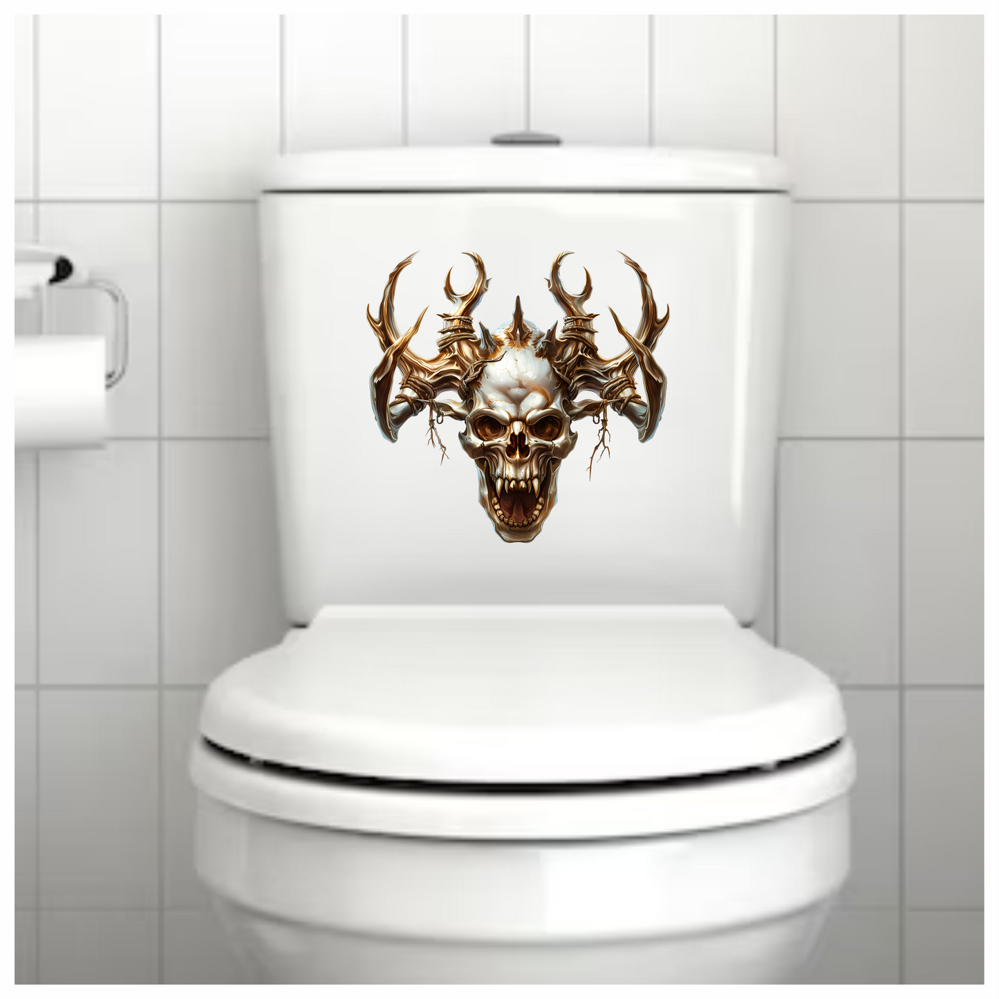 Skull White Horns Animal Predator Vinyl Sticker Decal