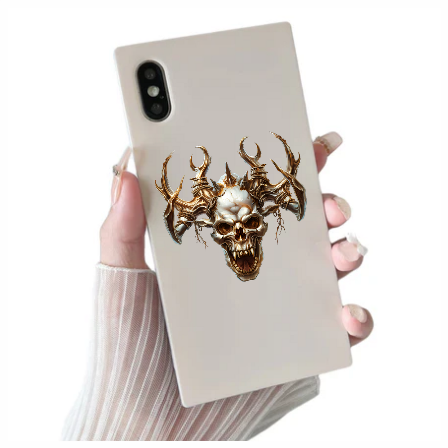 Skull White Horns Animal Predator Vinyl Sticker Decal