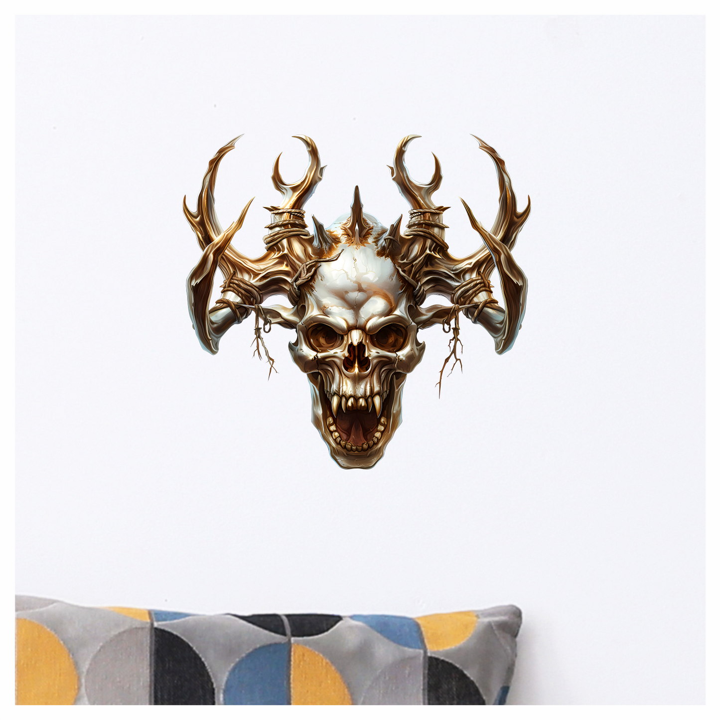 Skull White Horns Animal Predator Vinyl Sticker Decal