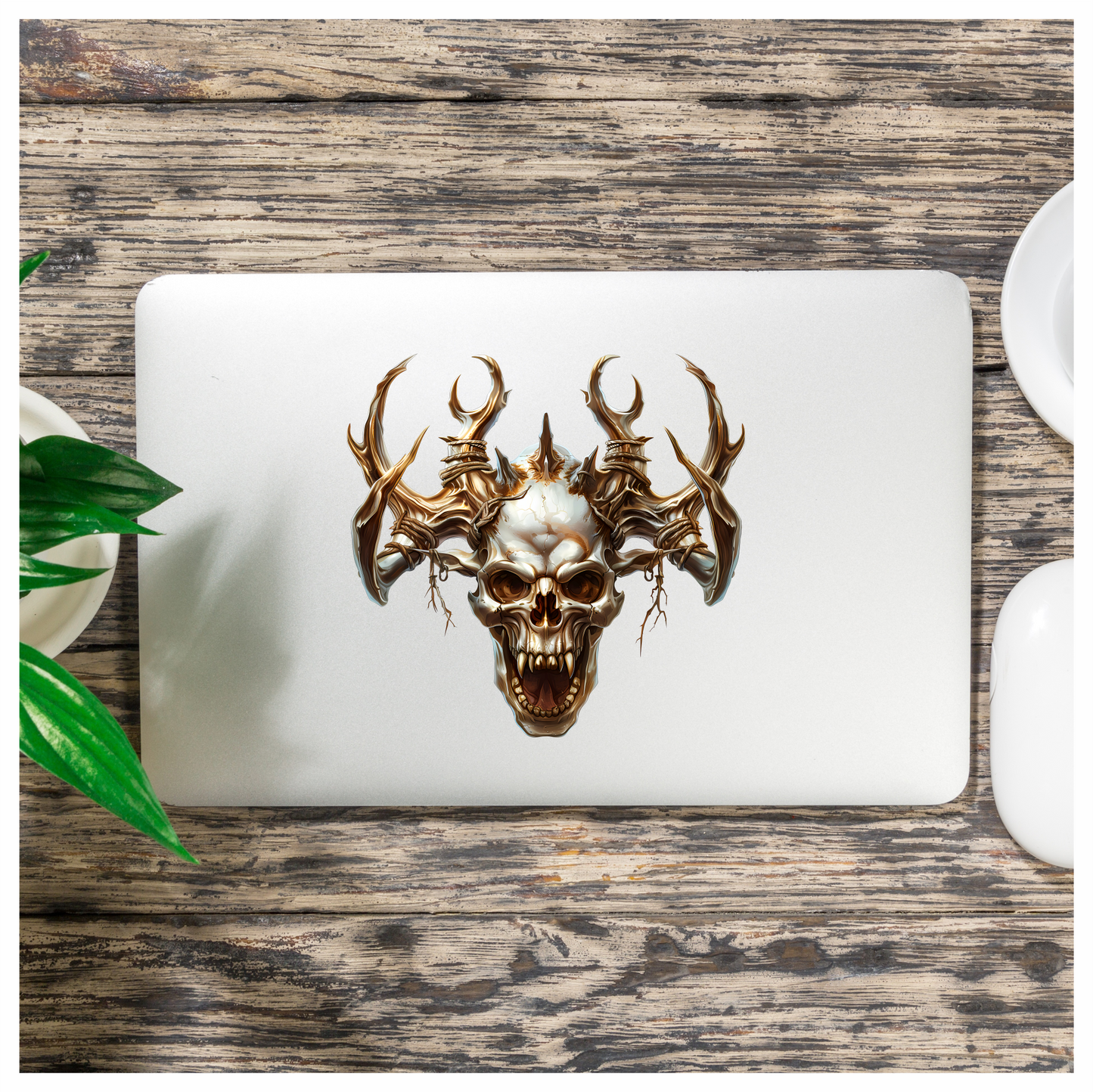 Skull White Horns Animal Predator Vinyl Sticker Decal