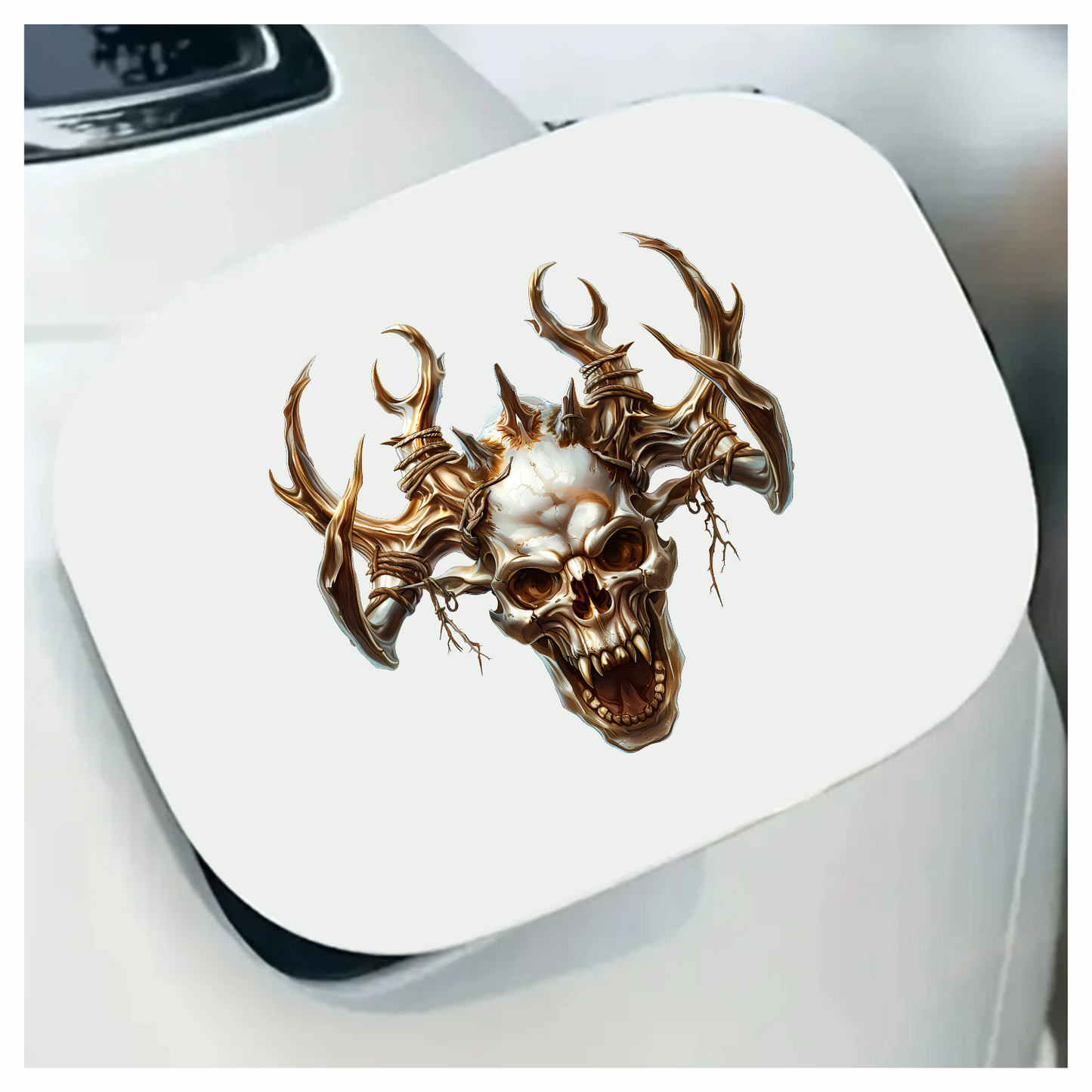 Skull White Horns Animal Predator Vinyl Sticker Decal