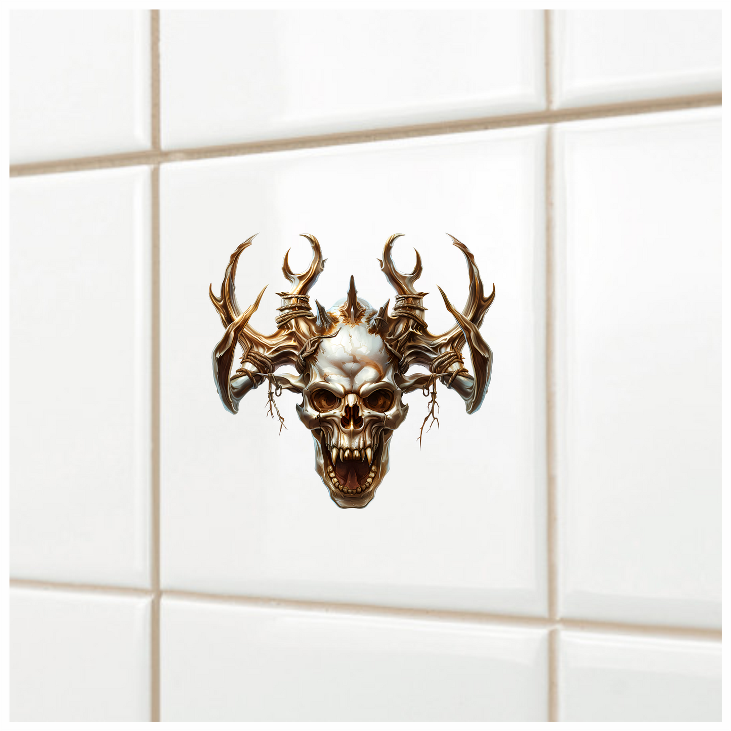 Skull White Horns Animal Predator Vinyl Sticker Decal