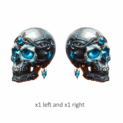 Skull Blue Glowing Metal Dark Ornate Vinyl Sticker Decal