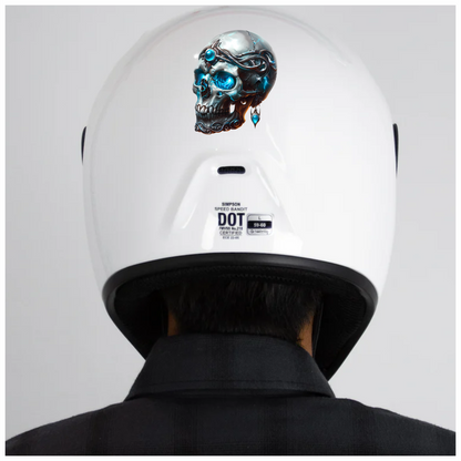 Skull Blue Glowing Metal Dark Ornate Vinyl Sticker Decal