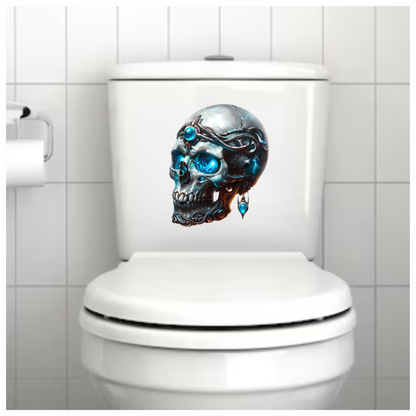 Skull Blue Glowing Metal Dark Ornate Vinyl Sticker Decal
